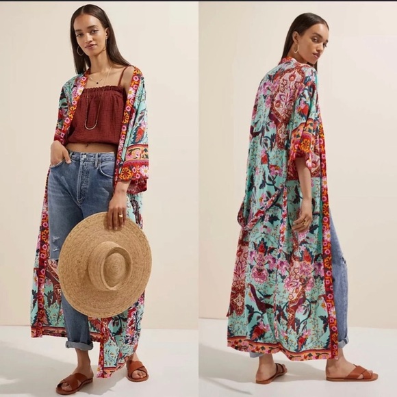 Anthropologie Riley Floral Kimono Cover-Up One Size - Picture 10 of 10